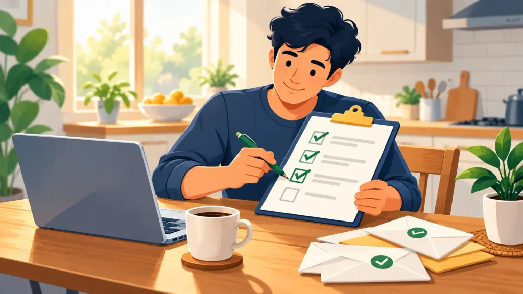 Person crossing off paid debts on a checklist with a sense of relief